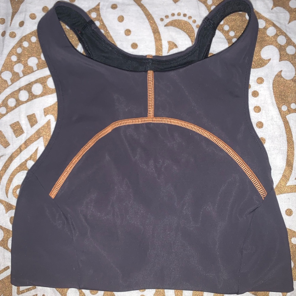 Lululemon Tough Train High-Neck Bra – Black Orange Soda (Size 2)